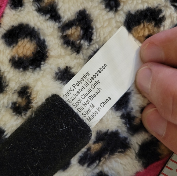 4/$15 SALE Dog Sequin Heart Leopard Jacket Sweater Velco Adjustable Medium Small - Picture 7 of 10